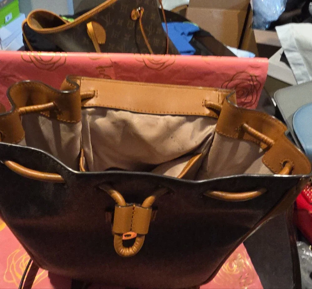 Michael Kors Brown and Tan Logo-Print Backpack